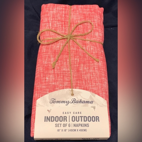 #H005 - NWT Tommy Bahama Magenta Textured Indoor/Outdoor Cloth Napkins, Set of 6 - Picture 1 of 9